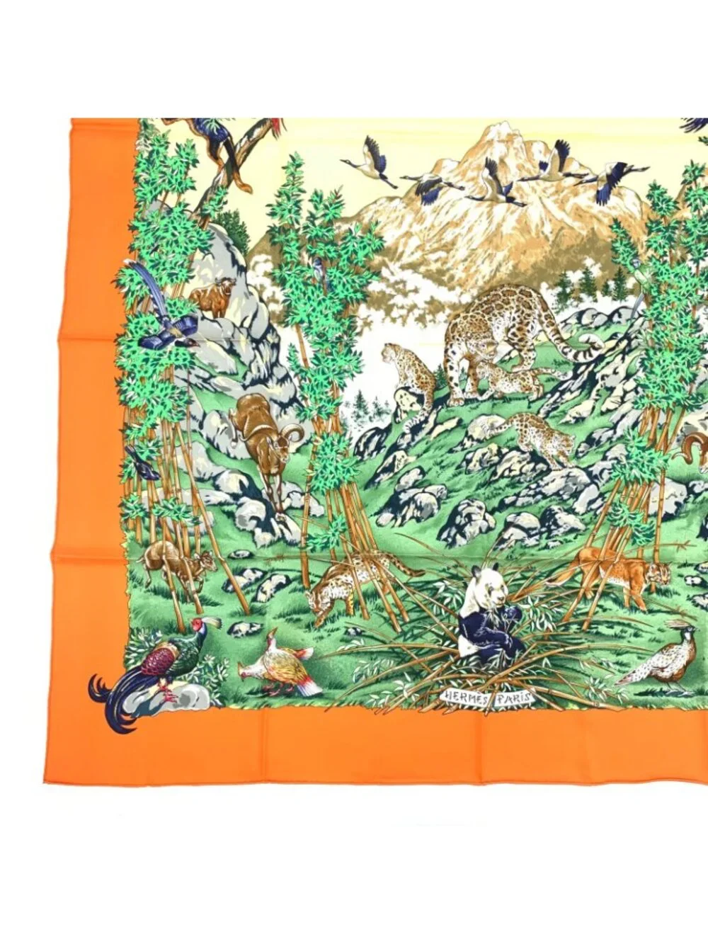 Hermes Carre 90 Sichuan Orange Multicolor Silk Scarf - Picture 5 of 7